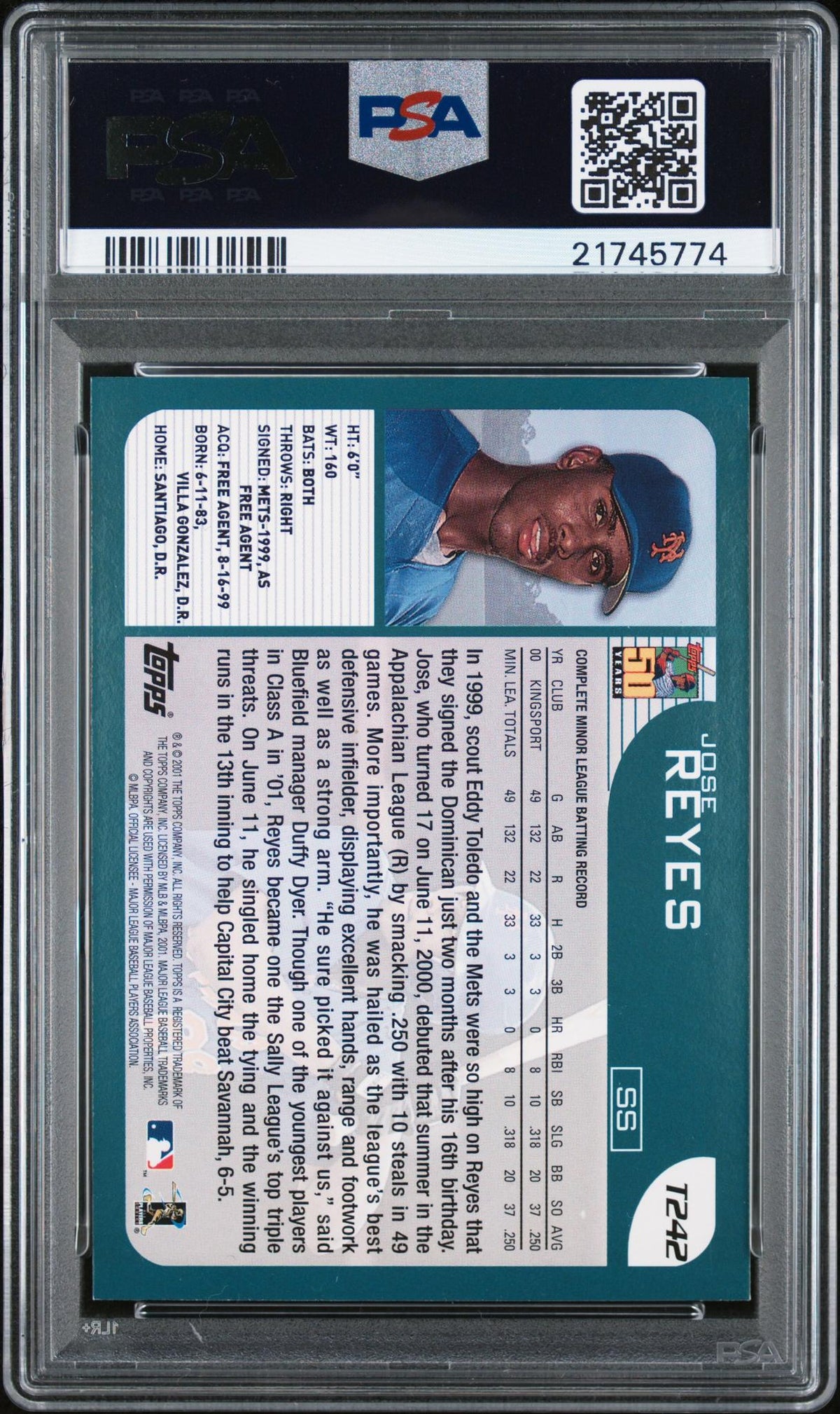 2001 Topps Traded Jose Reyes #T242 PSA 9