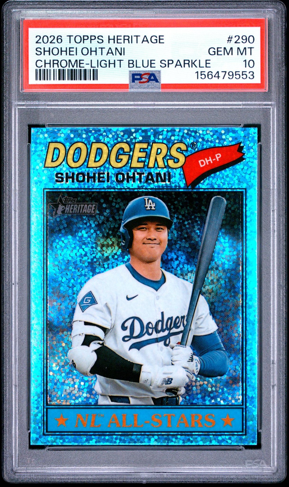 2026 Topps Heritage Chrome Light Blue Sparkle Shohei Ohtani #290 PSA 10