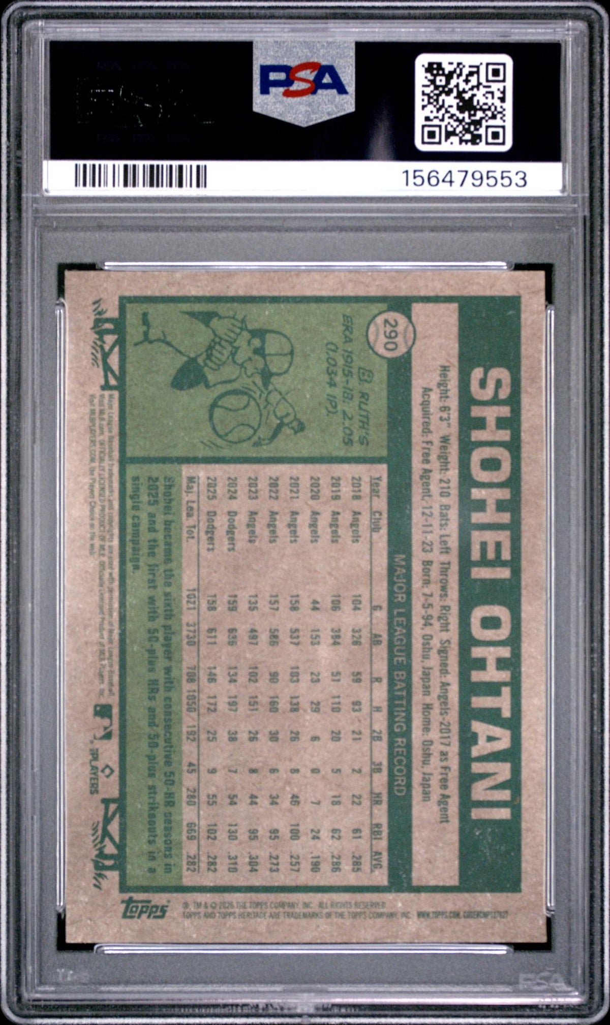 2026 Topps Heritage Chrome Light Blue Sparkle Shohei Ohtani #290 PSA 10