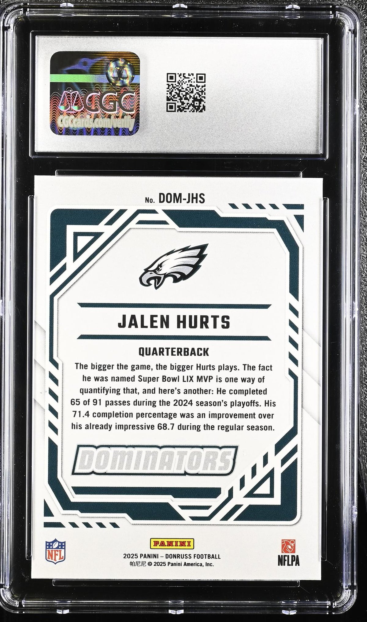 2025 Donruss #DOM-JHS Jalen Hurts Dominators CGC 9