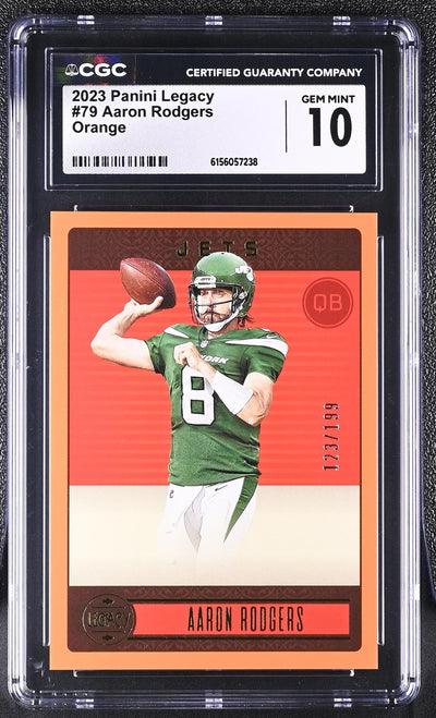 2023 Panini Legacy Aaron Rodgers #79 Orange /199 CGC 10