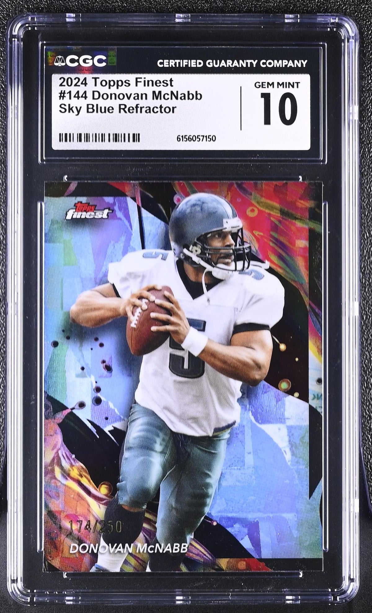 2024 Topps Finest #144 Donovan McNabb Sky Blue Refractor /250 CGC 10
