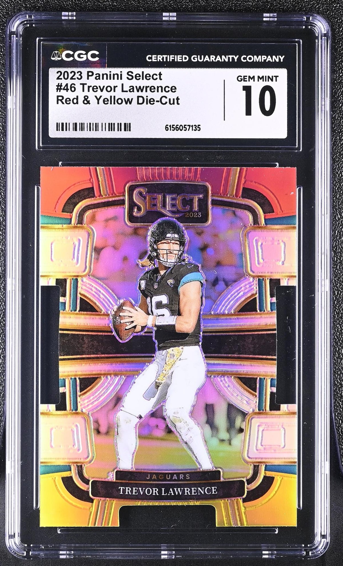 2023 Select #46 Trevor Lawrence Red & Yellow Die-Cut CGC 10