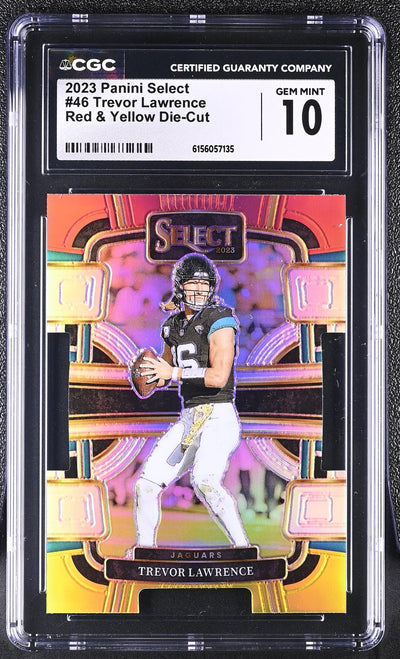 2023 Panini Select Trevor Lawrence #46 Red & Yellow Die-Cut CGC 10