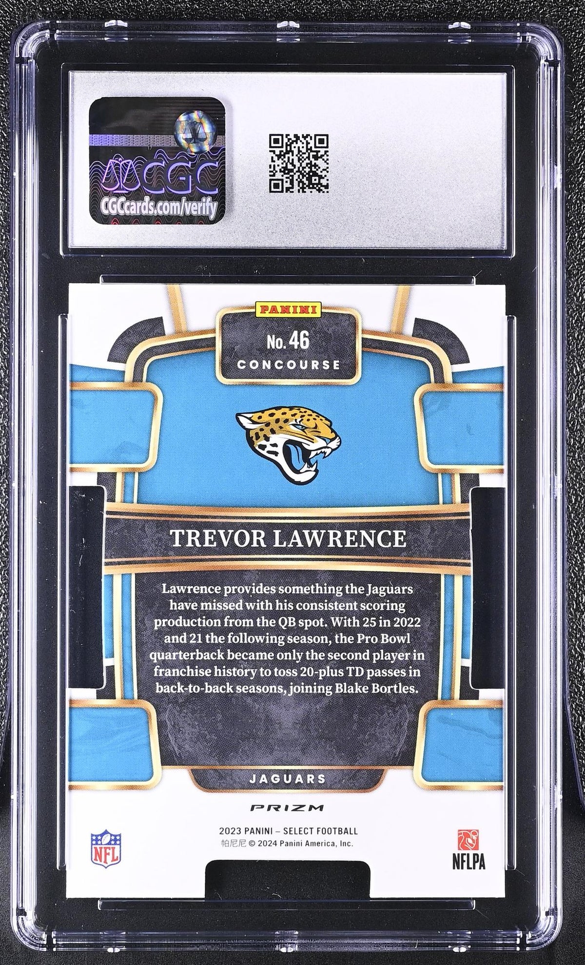 2023 Select #46 Trevor Lawrence Red & Yellow Die-Cut CGC 10