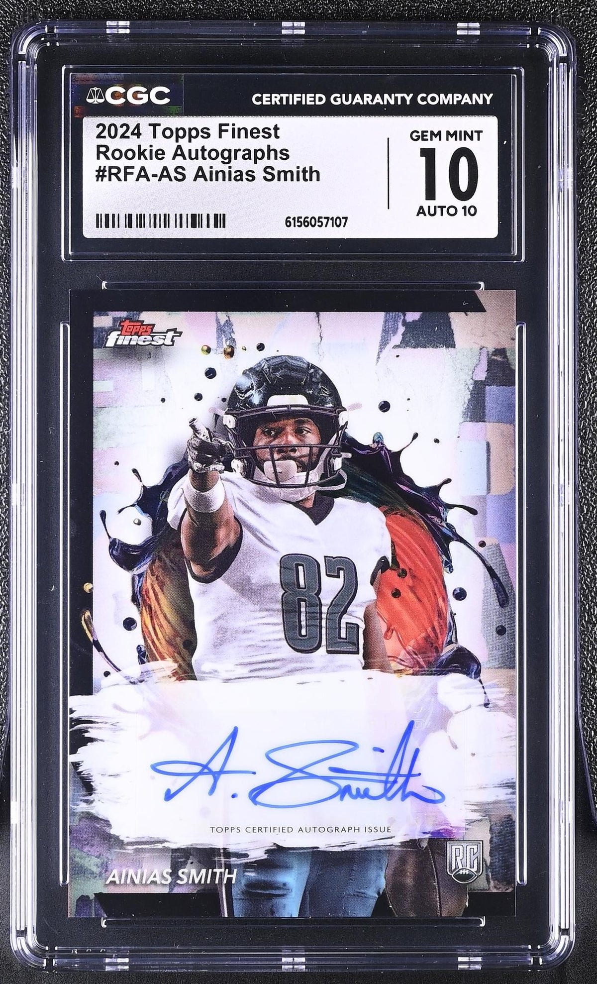 2024 Topps Finest #RFA-AS Ainias Smith Rookie Autographs Auto CGC 10