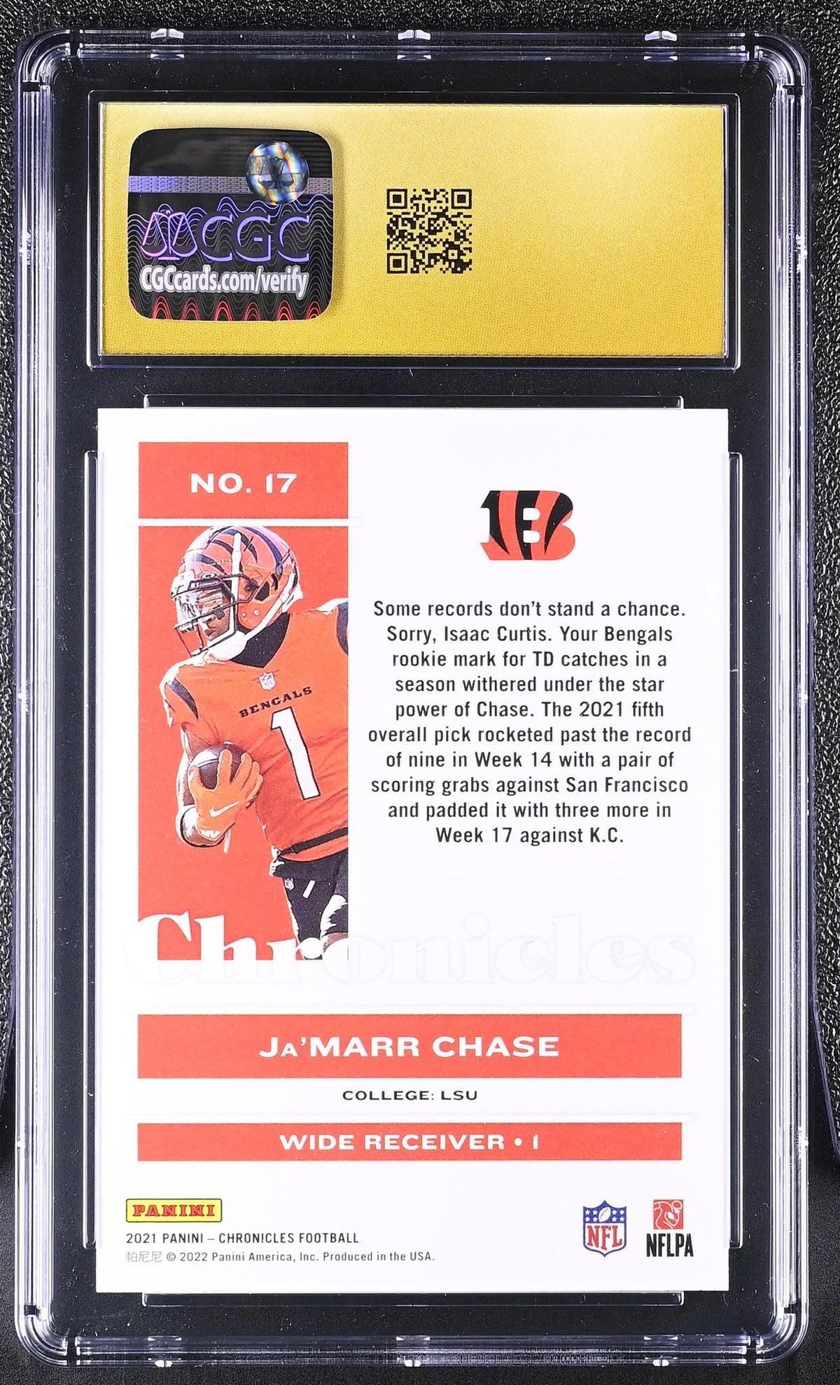 2021 Chronicles #17 Ja'Marr Chase Prestige CGC 10