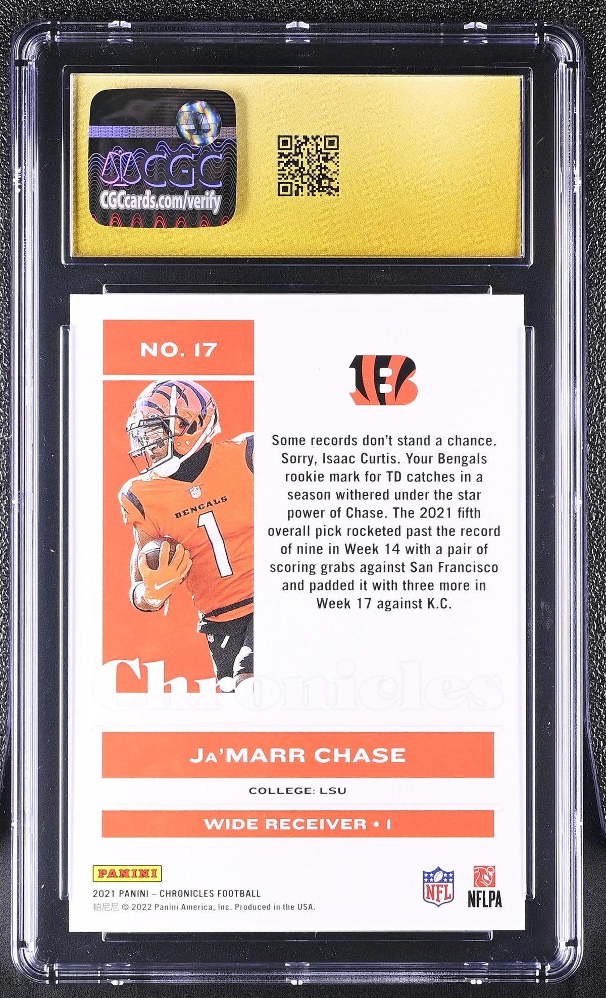 2021 Chronicles #17 Ja'Marr Chase CGC 10