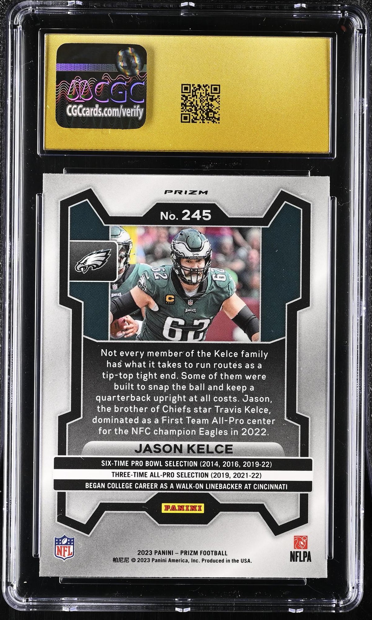 2023 Prizm #245 Jason Kelce Silver CGC 10