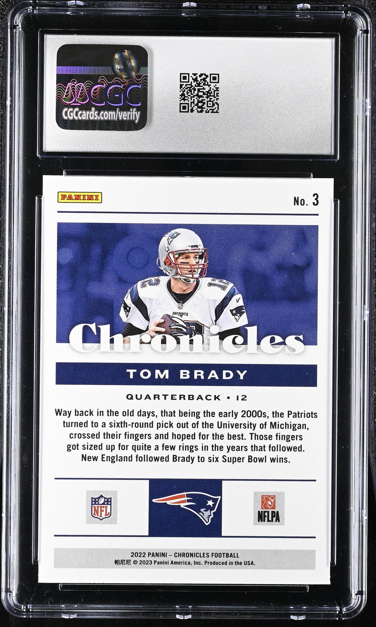 2022 Chronicles #3 Tom Brady Teal CGC 9