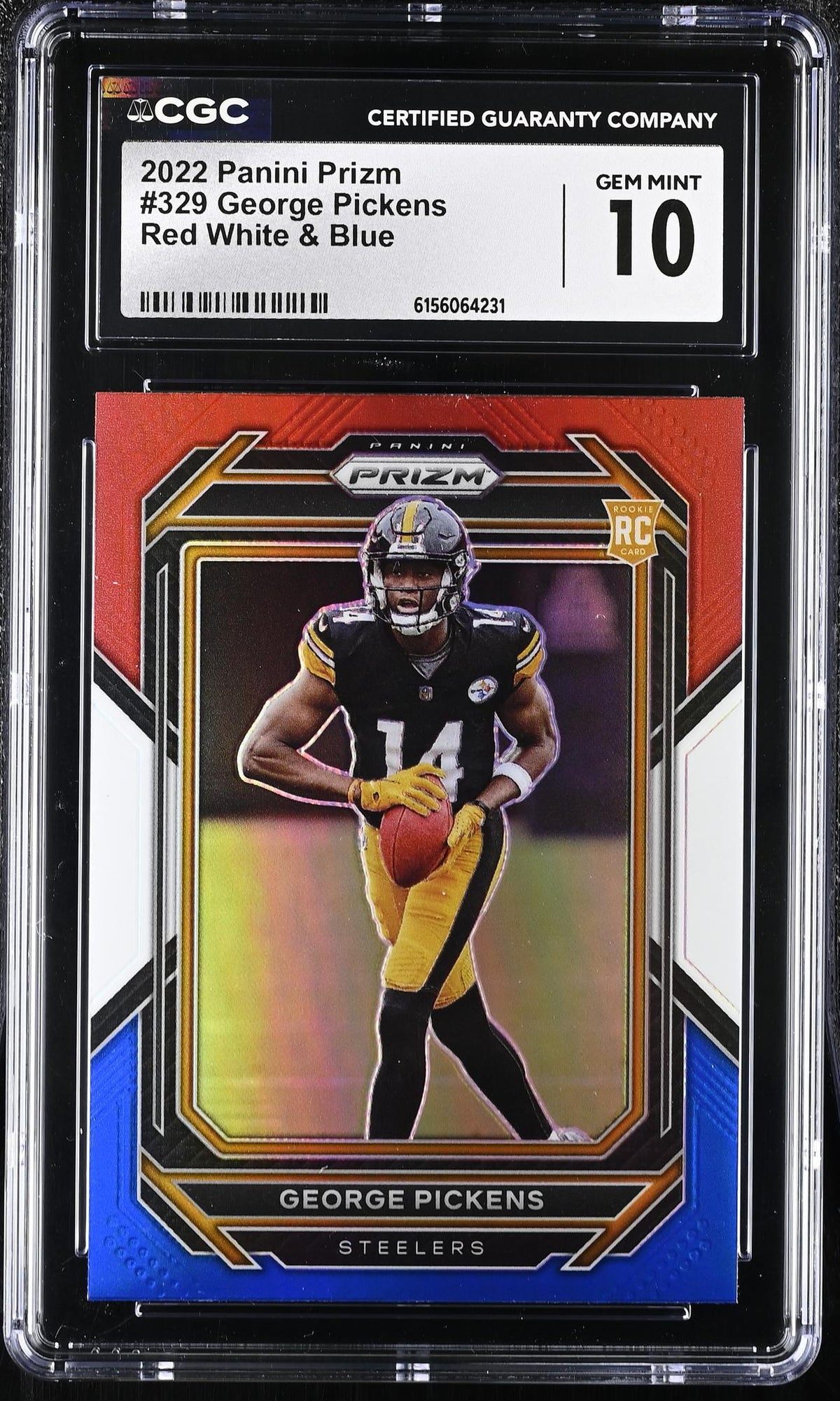 2022 Prizm #329 George Pickens Red White & Blue CGC 10