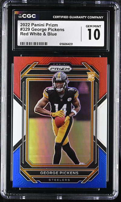 2022 Panini Prizm George Pickens #329 Red White & Blue CGC 10
