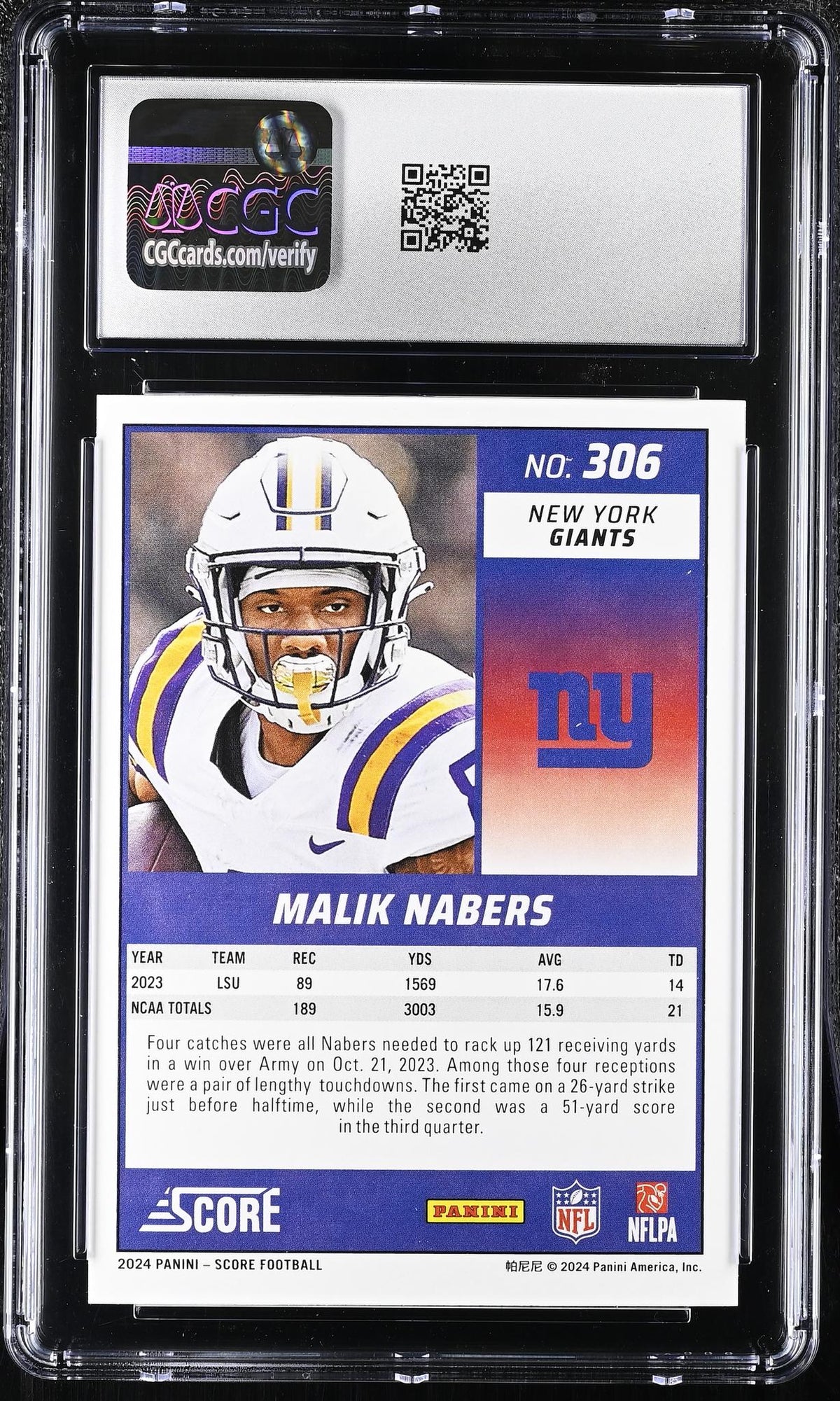 2024 Score #306 Malik Nabers CGC 10