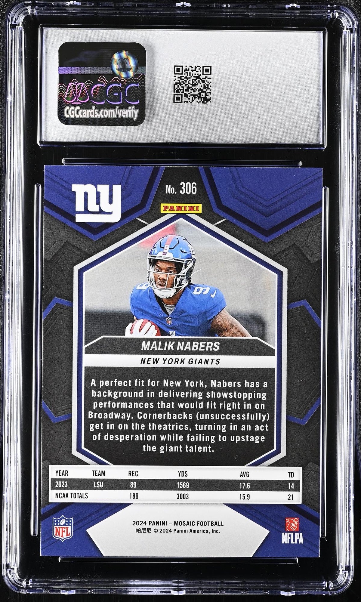 2024 Mosaic #306 Malik Nabers CGC 10