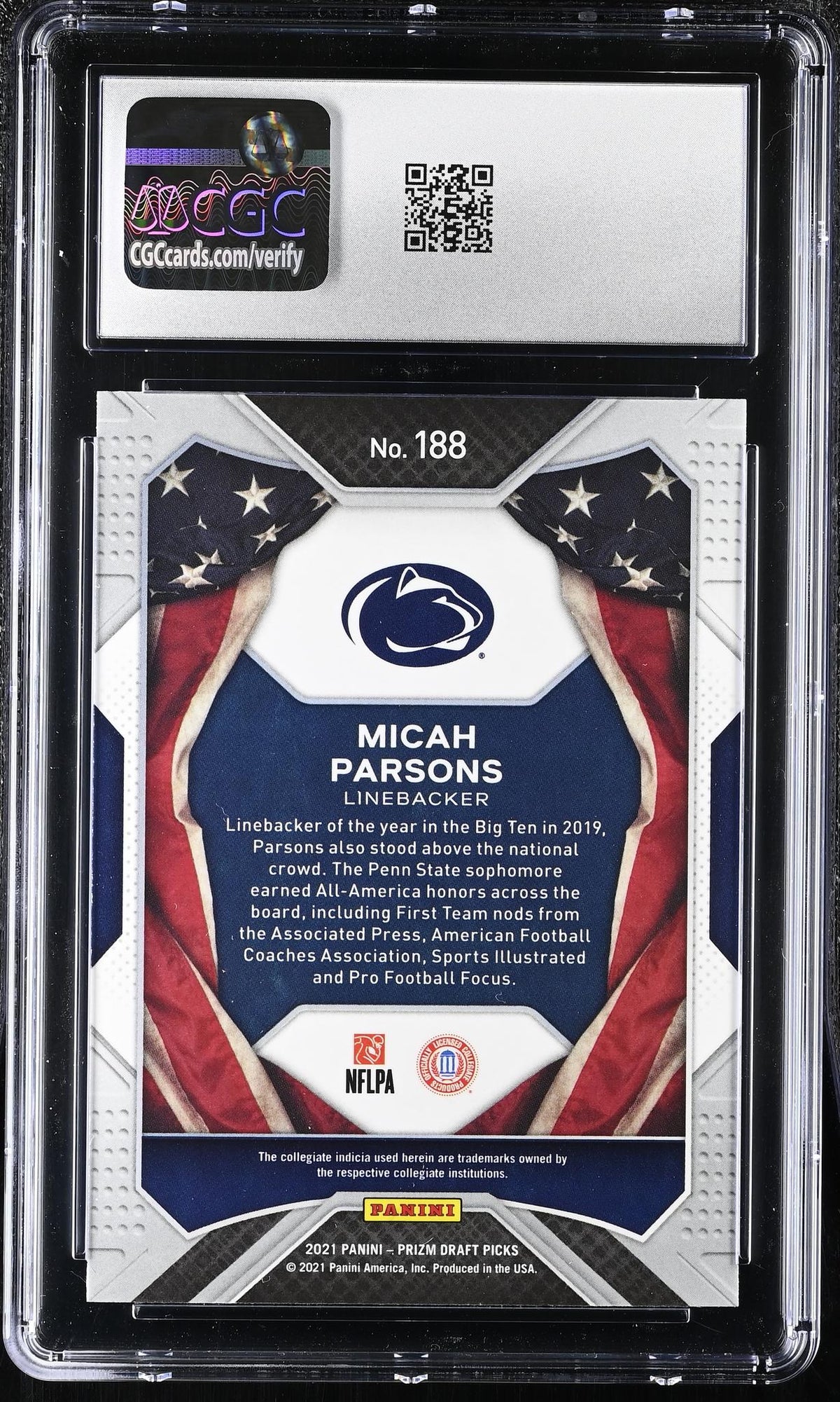 2021 Prizm #188 Micah Parsons All-Americans CGC 10