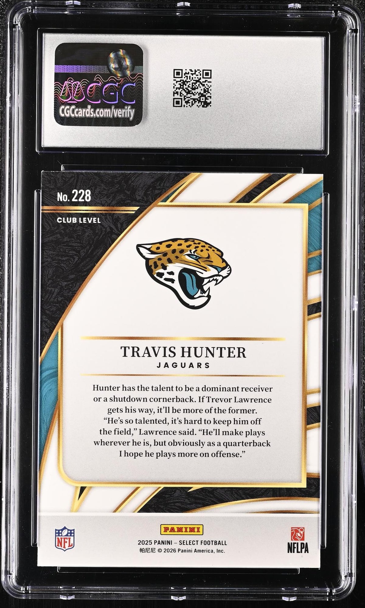 2025 Select #228 Travis Hunter Club Level CGC 10