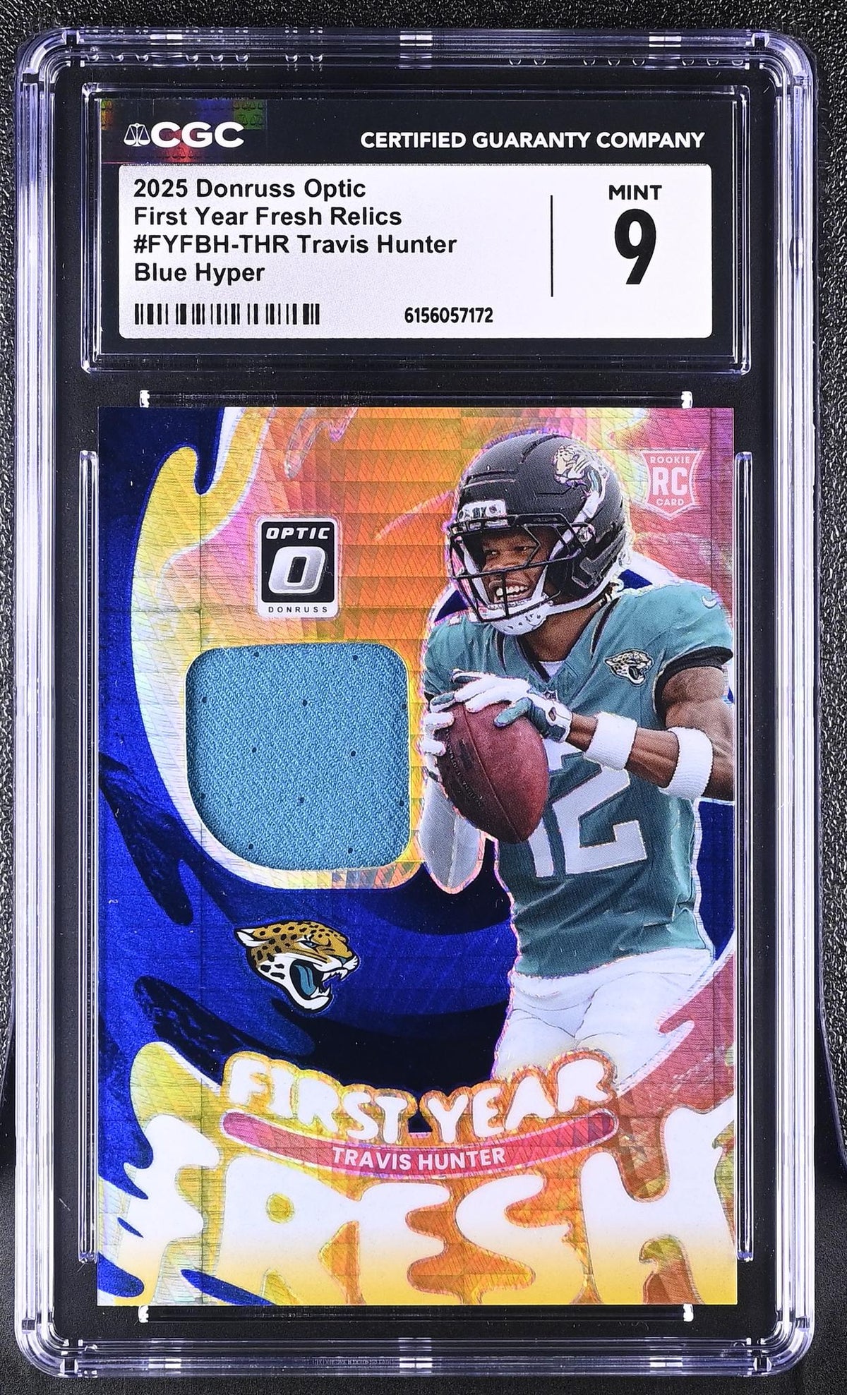 2025 Donruss Optic #FYFBH-THR Travis Hunter First Year Fresh Relics CGC 9