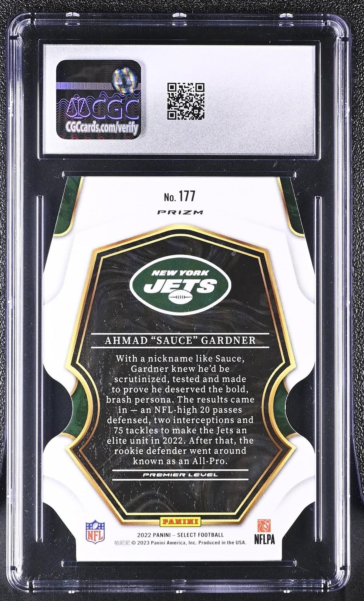 2022 Select #177 Ahmad 'Sauce' Gardner Silver Die-Cut CGC 10