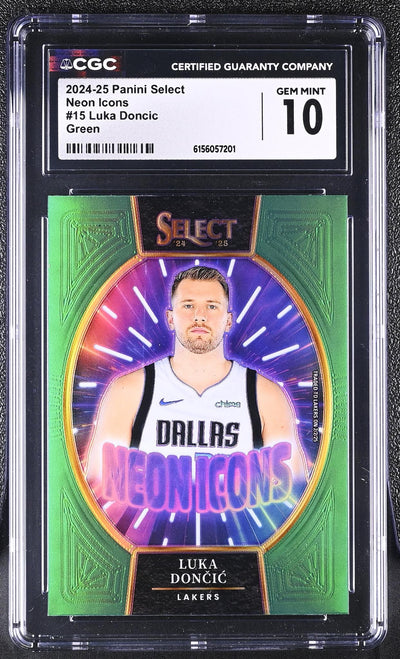 2024-25 Panini Select Neon Icons Luka Dončić #15 Green CGC 10