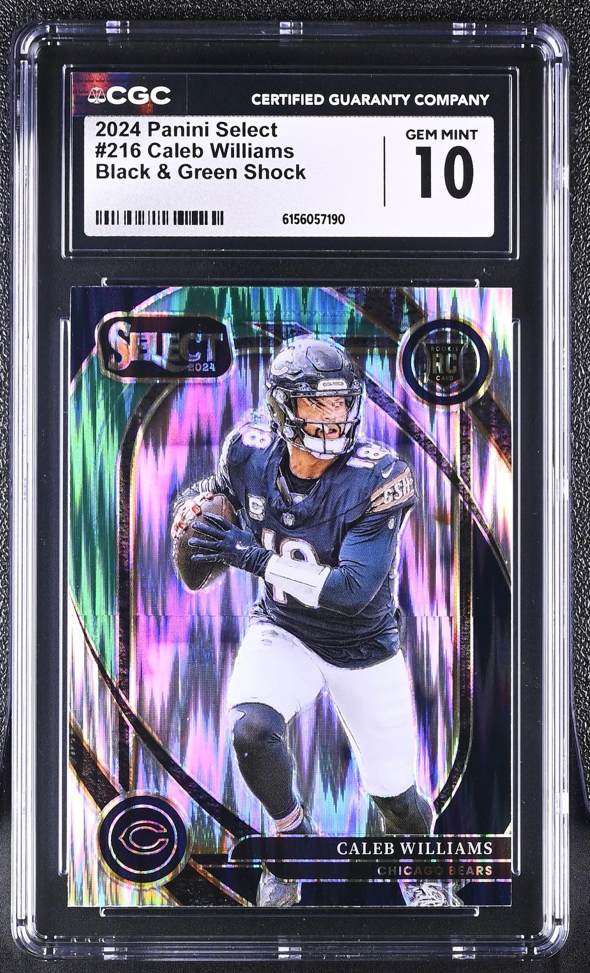 2024 Select #216 Caleb Williams Black & Green Shock CGC 10
