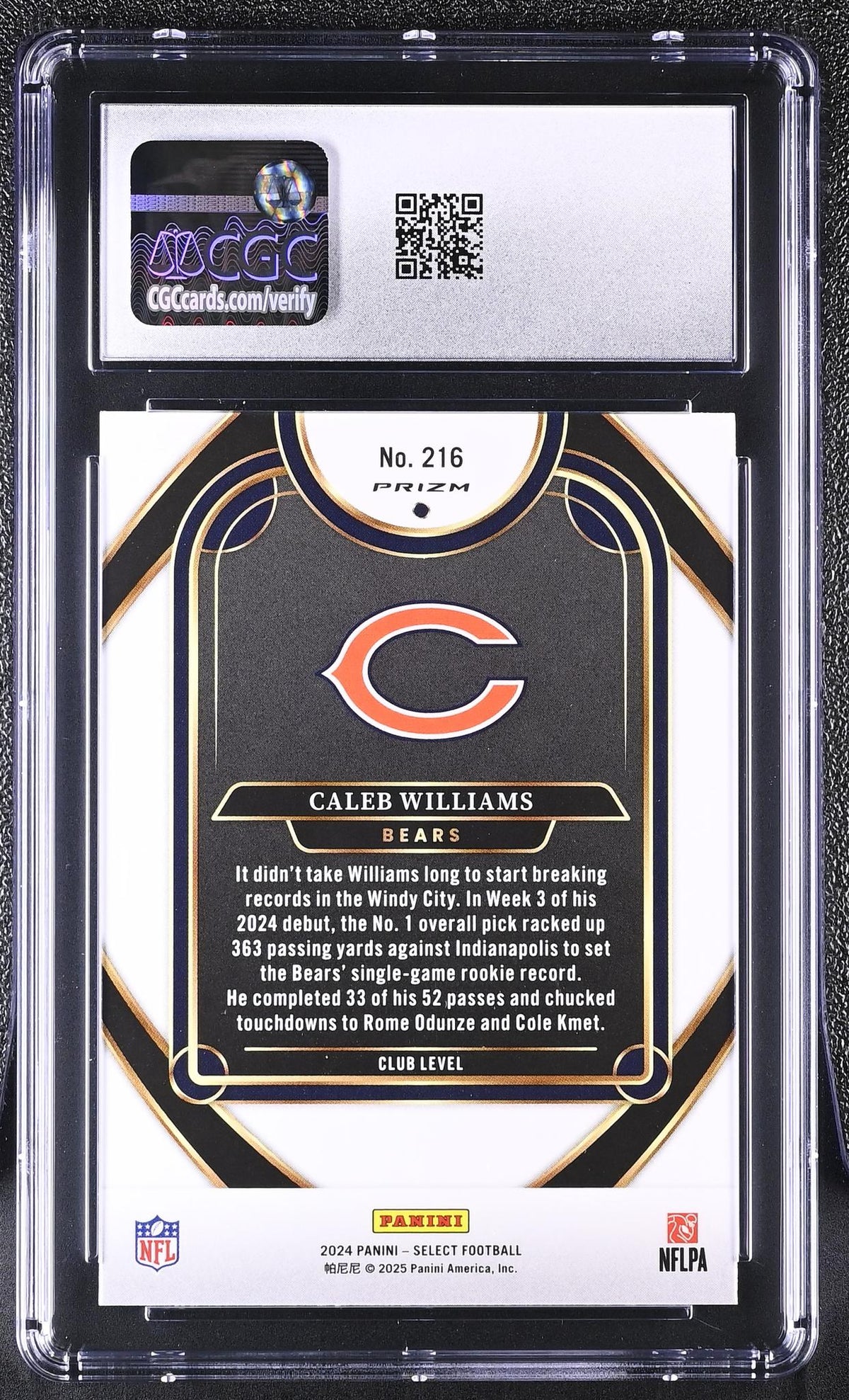 2024 Select #216 Caleb Williams Black & Green Shock CGC 10