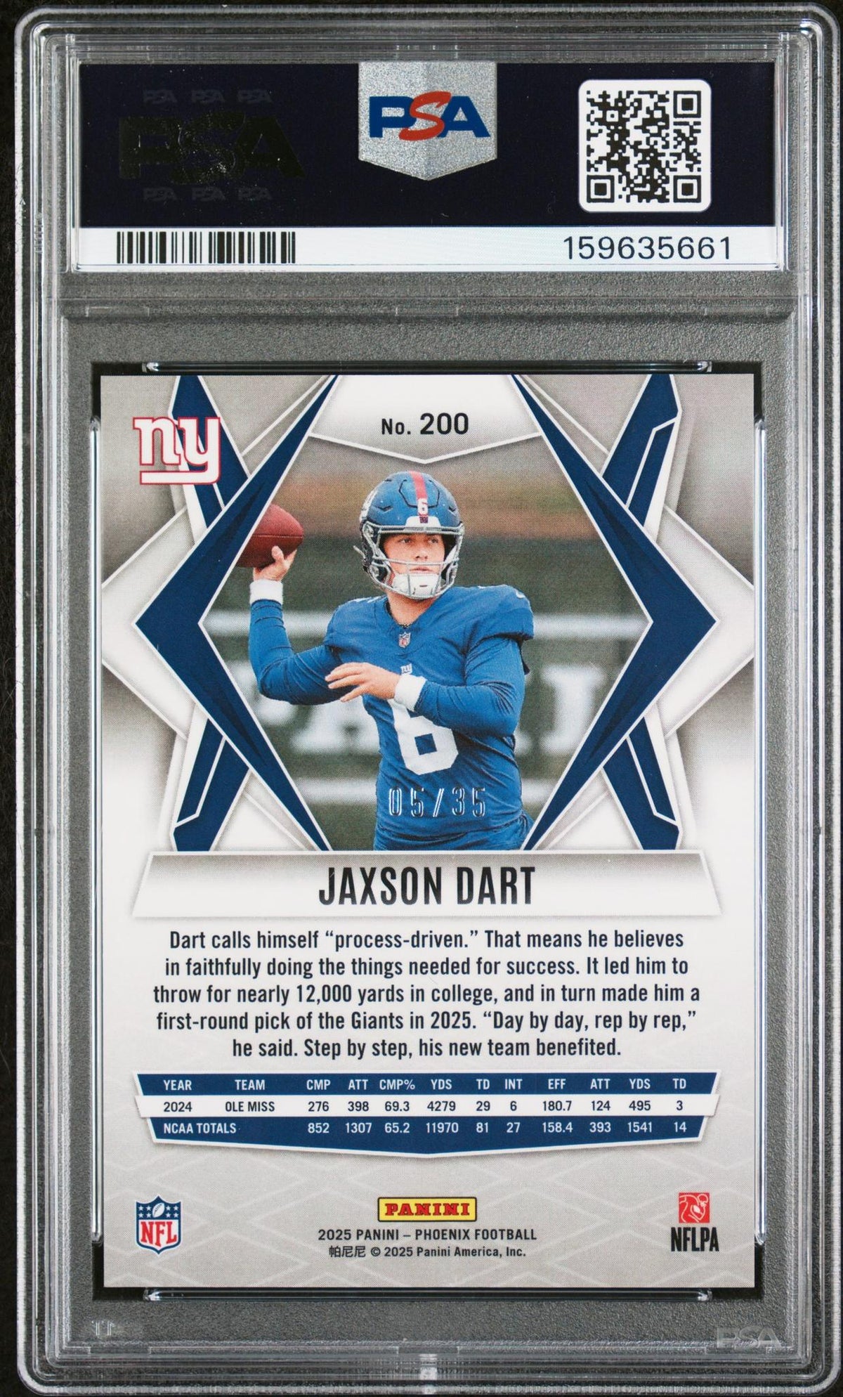 2025 Panini Phoenix Yellow Mojo Jaxson Dart #200 PSA 9