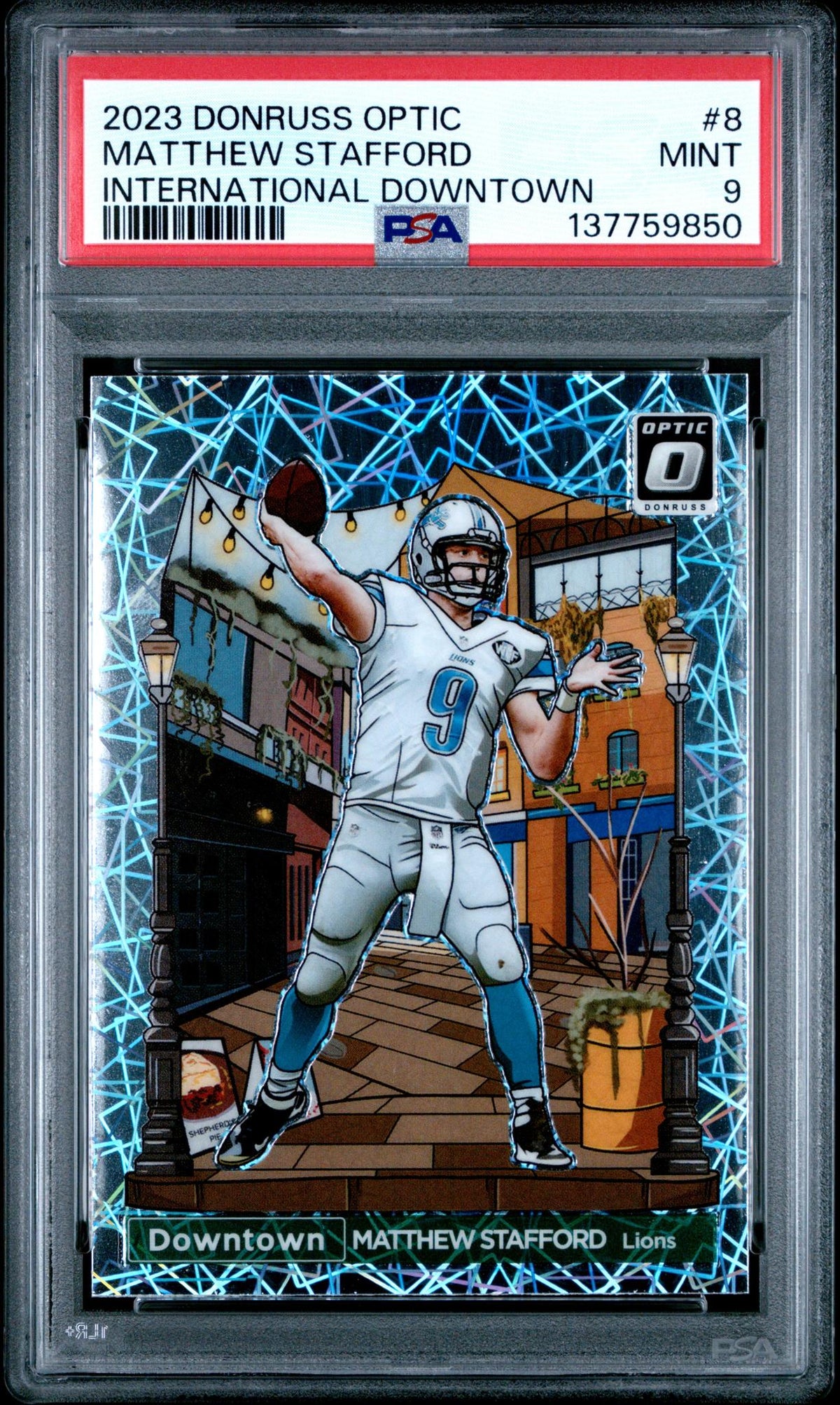 2023 Donruss Optic International Downtown Matthew Stafford #8 PSA 9