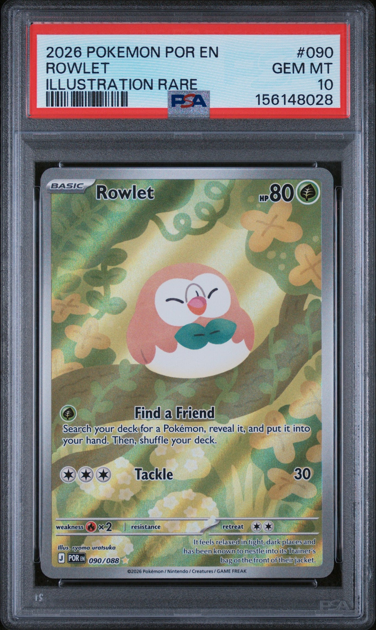 2026 Pokemon Mega Evolution Perfect Order Illustration Rare Rowlett #090 PSA 10