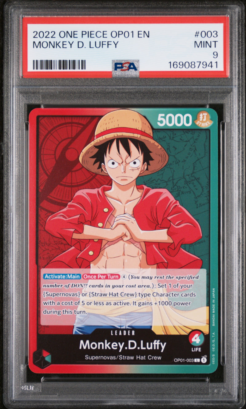 2022 One Piece Romance Dawn Leader Monkey D. Luffy #OP01003 PSA 9
