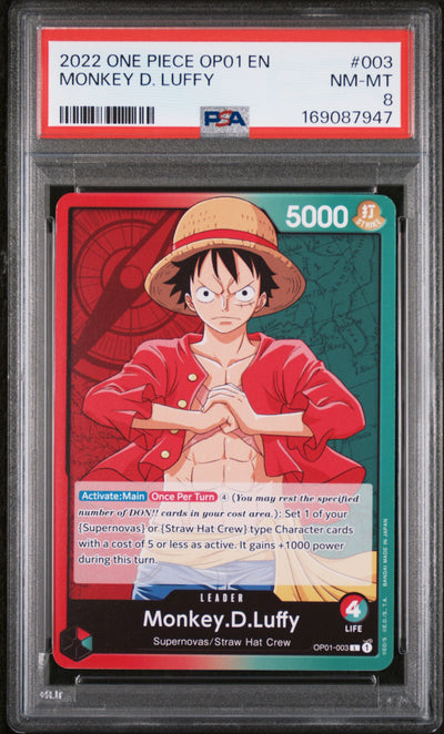2022 One Piece Monkey D. Luffy #003 PSA 8