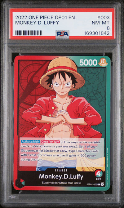 2022 One Piece Monkey D. Luffy #003 Straw Hat Crew PSA 8