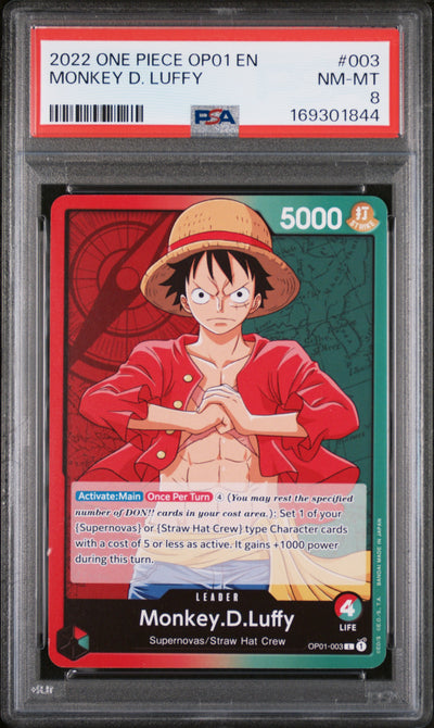 2022 One Piece Monkey D. Luffy #003 PSA 8