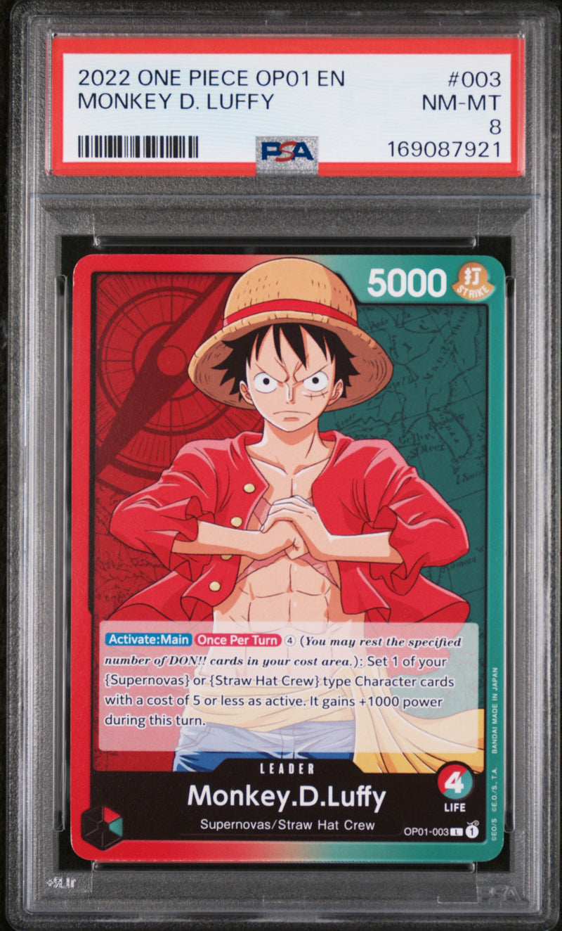 2022 One Piece Card Game Monkey D. Luffy OP01-003 PSA 8