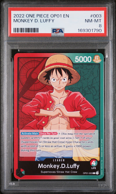 2022 One Piece Monkey D. Luffy #003 Supernovas/Straw Hat Crew PSA 8