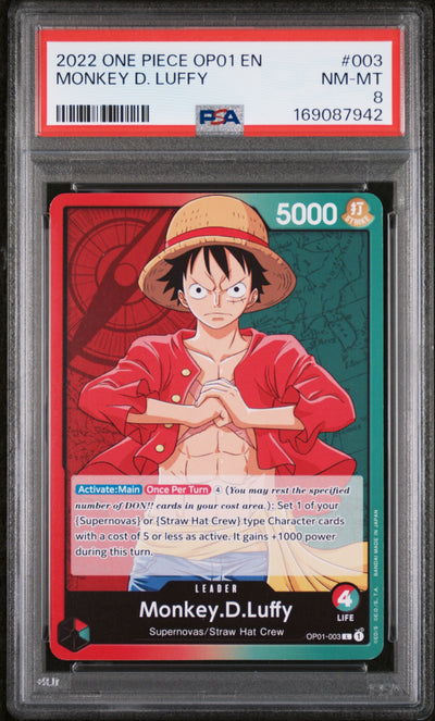 2022 One Piece Monkey D. Luffy #003 PSA 8