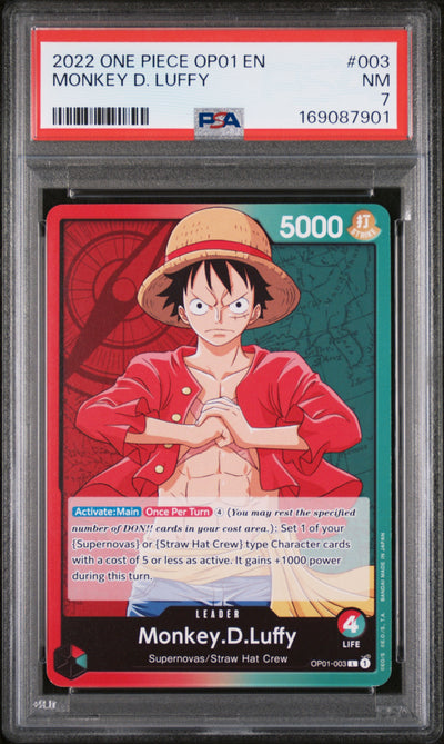 2022 One Piece Romance Dawn Leader Monkey D. Luffy #OP01003 PSA 7
