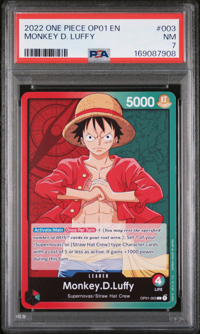 2022 One Piece OP01 Monkey D. Luffy #003 PSA 7