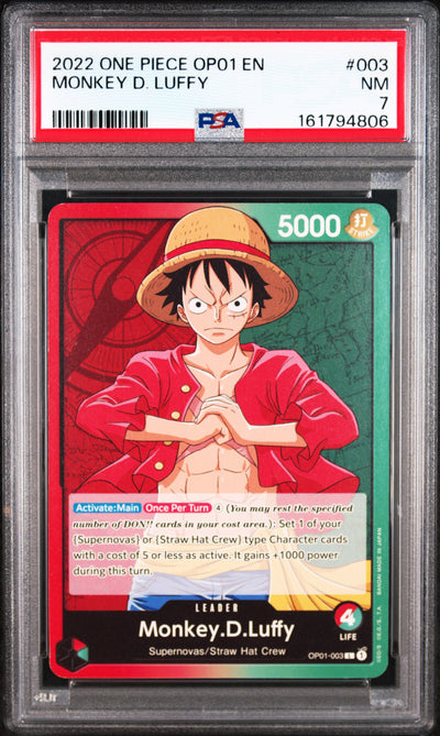 2022 One Piece Monkey D. Luffy #003 Supernovas/Straw Hat Crew PSA 7