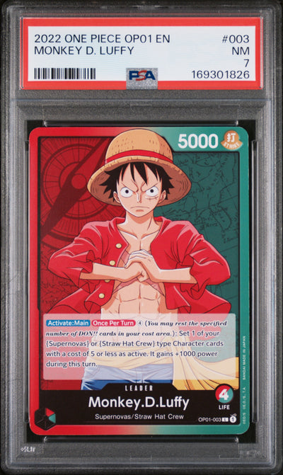 2022 One Piece OP01 Monkey D. Luffy #003 PSA 7
