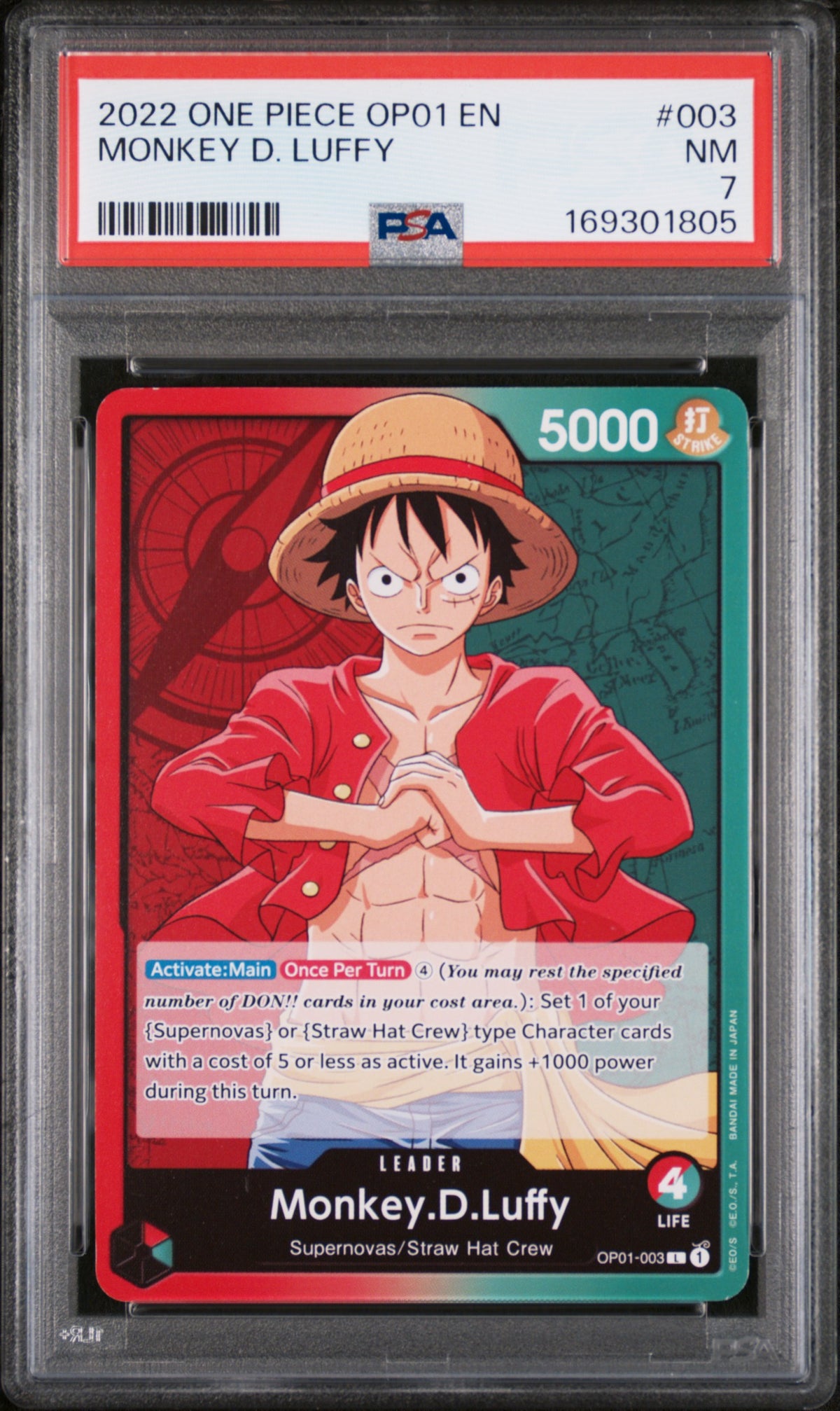 2022 One Piece Monkey D. Luffy #003 PSA 7