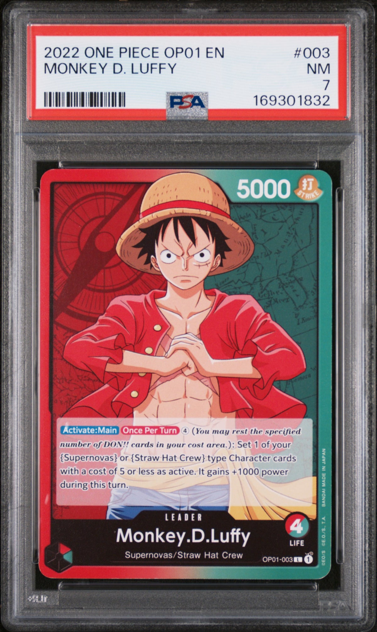 2022 One Piece Monkey D. Luffy #003 PSA 7