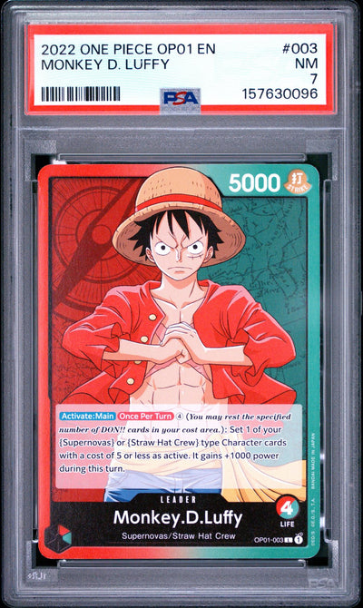 2022 One Piece Romance Dawn Leader Monkey D. Luffy #OP01003 PSA 7