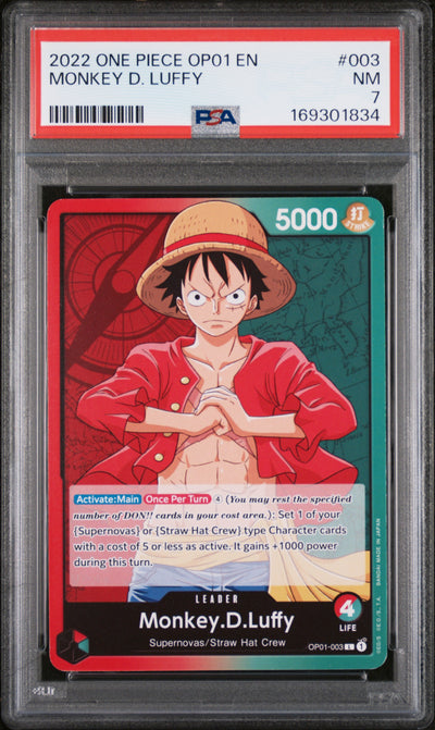 2022 One Piece OP01 Monkey D. Luffy #003 PSA 7