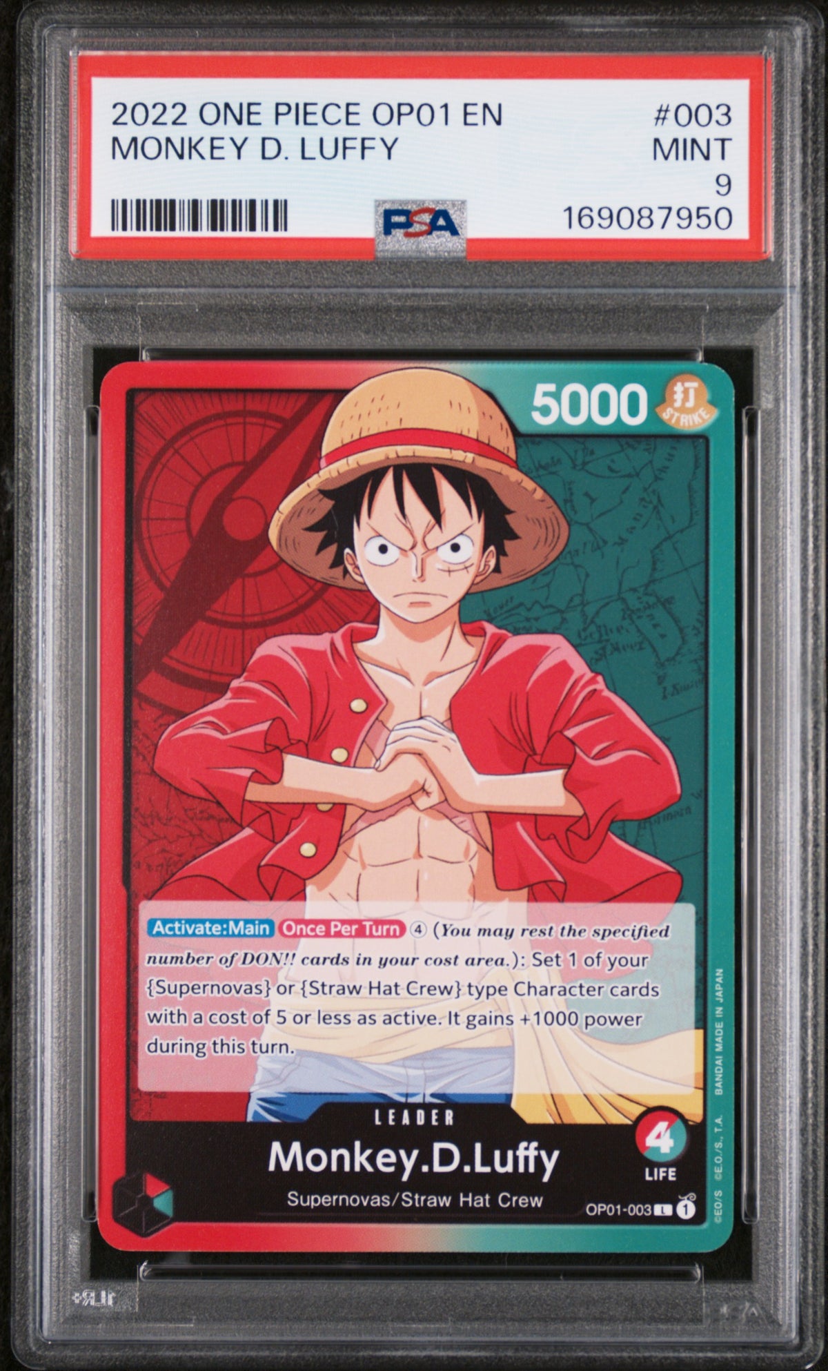 2022 One Piece Monkey D. Luffy #003 PSA 9