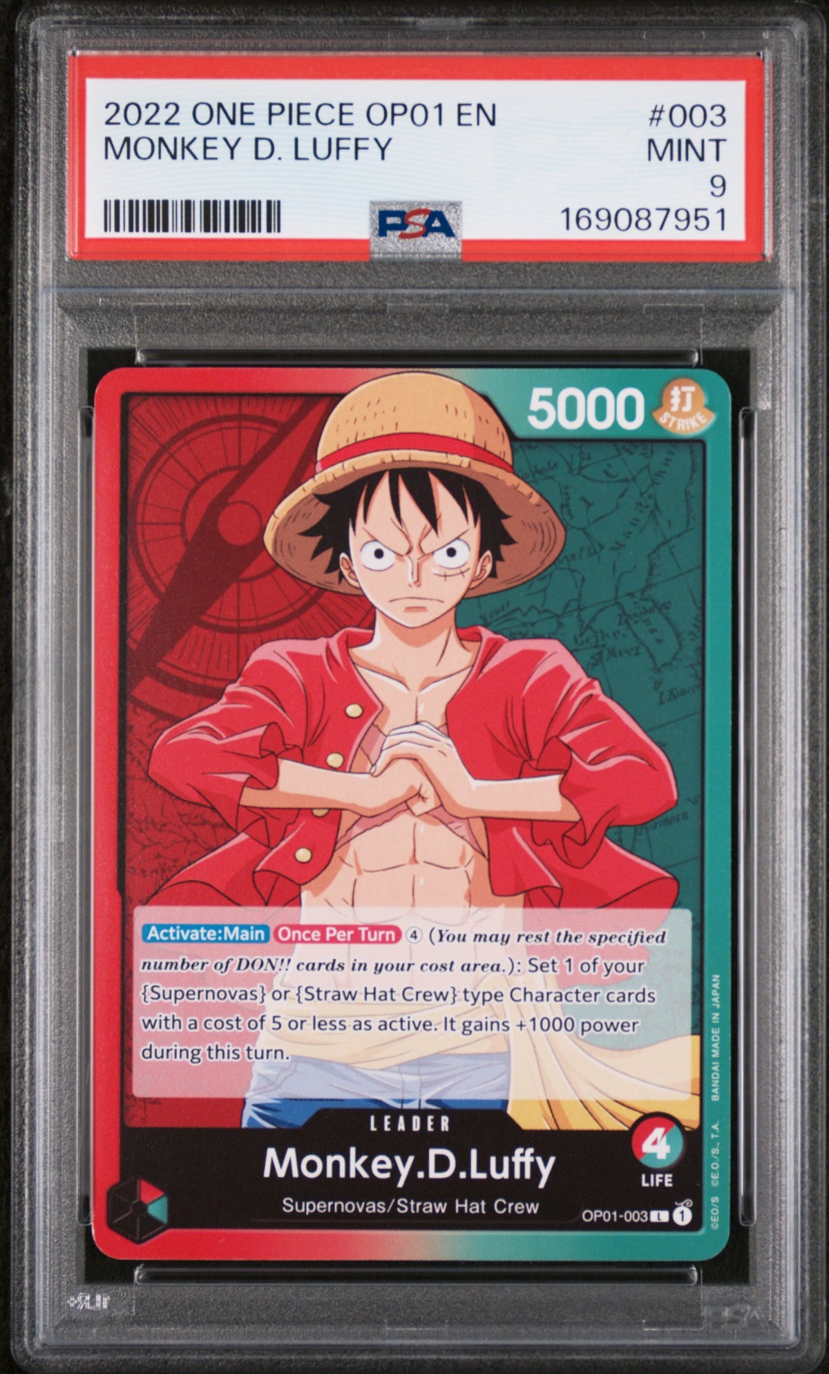 2022 One Piece Monkey D. Luffy #003 PSA 9