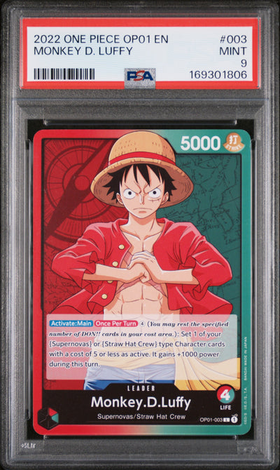 2022 One Piece OP01 Monkey D. Luffy #003 PSA 9