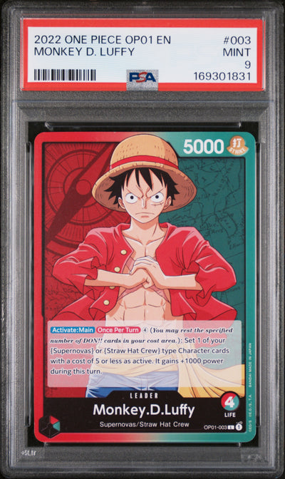2022 One Piece Monkey D. Luffy Leader #003 PSA 9