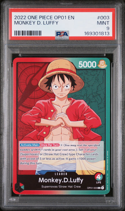 2022 One Piece Romance Dawn Leader Monkey D. Luffy #OP01003 PSA 9