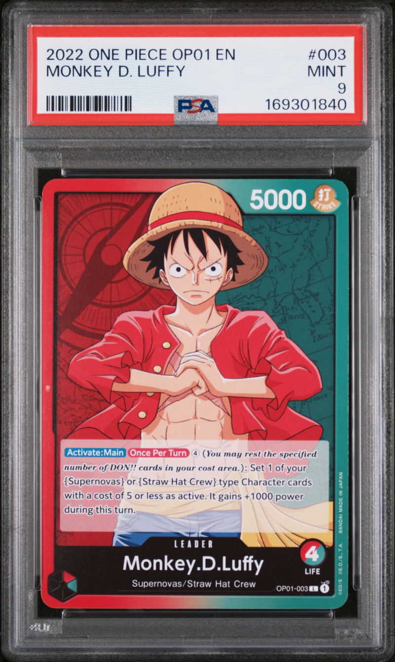 2022 One Piece Romance Dawn Leader Monkey D. Luffy #OP01003 PSA 9