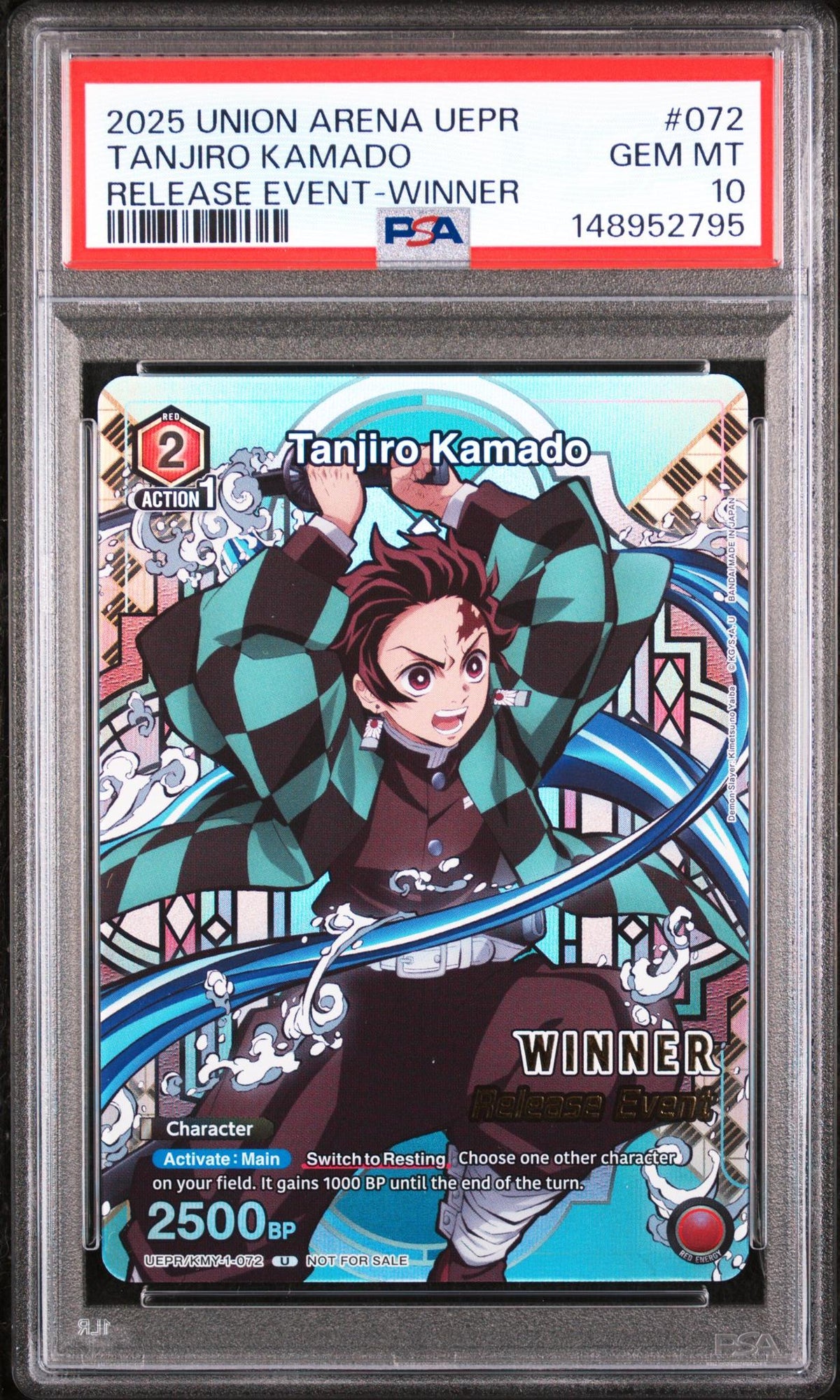 2025 Union Arena UEPR Tanjiro Kamado #072 Release Event-Winner PSA 10